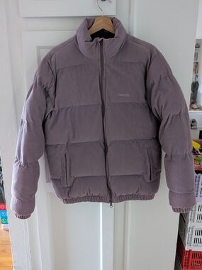 Only NY Men's Corduroy Plum/Mauve Puffer Jacket